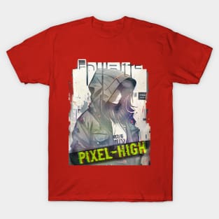 Pixel-High Vibrant Grunge Streetwear T-Shirt